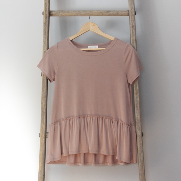 Lavender Field Tops - Blush Ruffle Peplum Top